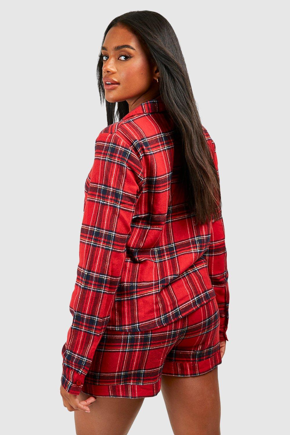 Plaid pajama shorts set sale