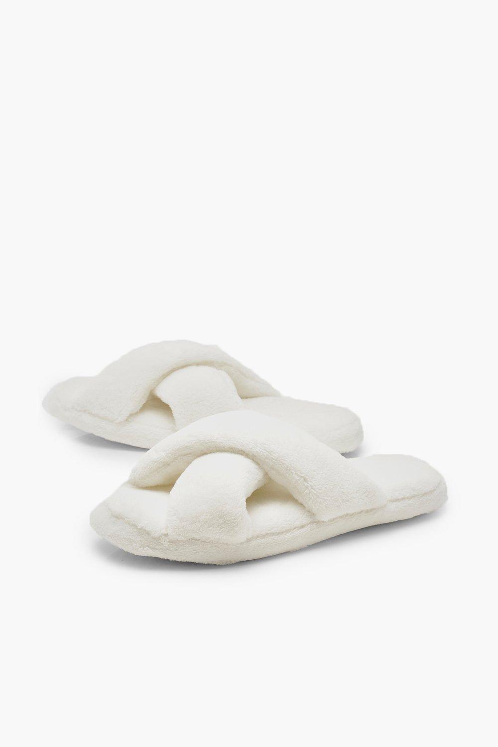 Towelling Cross Front Slipper boohoo