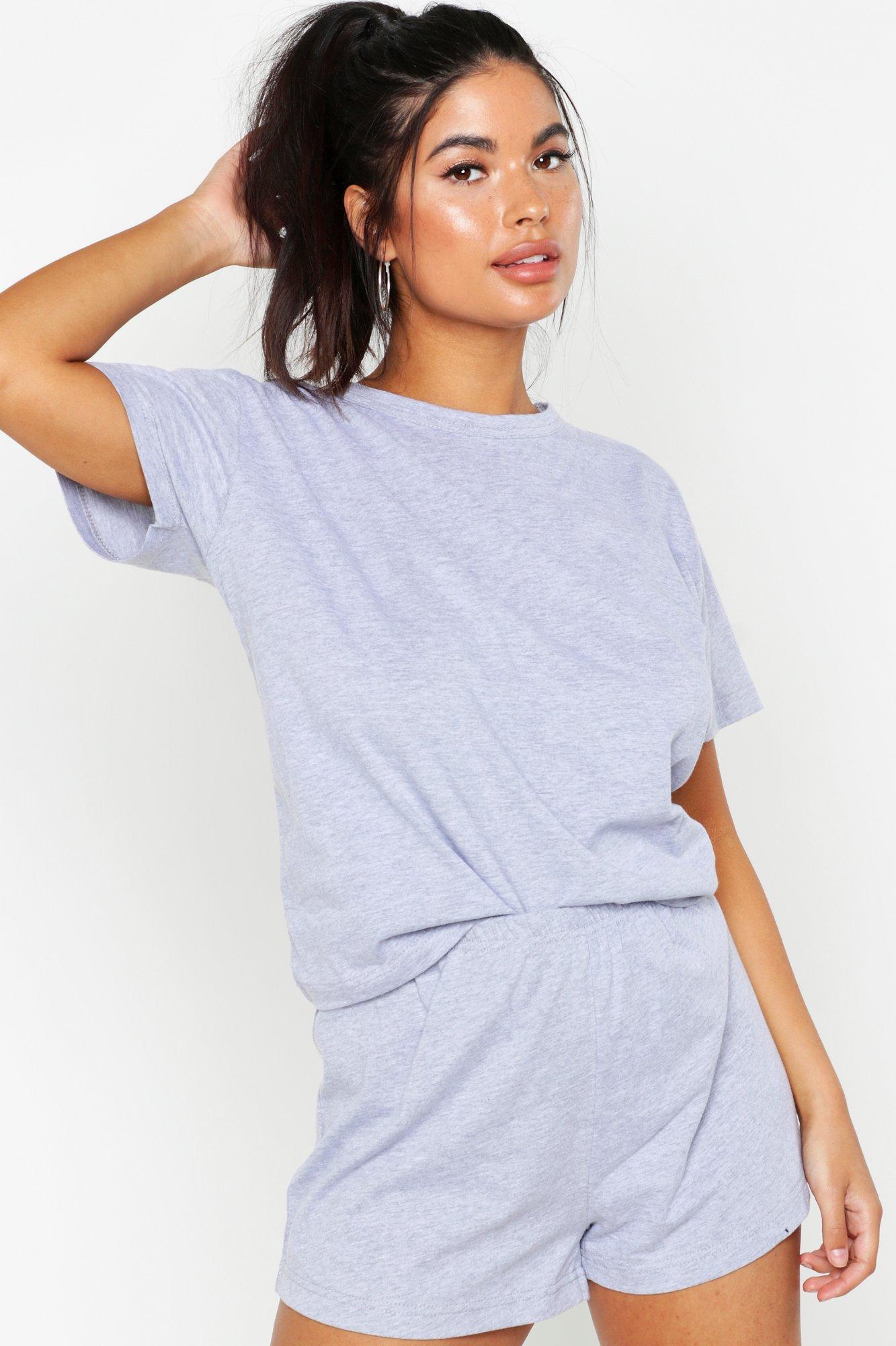 Basic T Shirt And Pajama Short Set boohoo CA