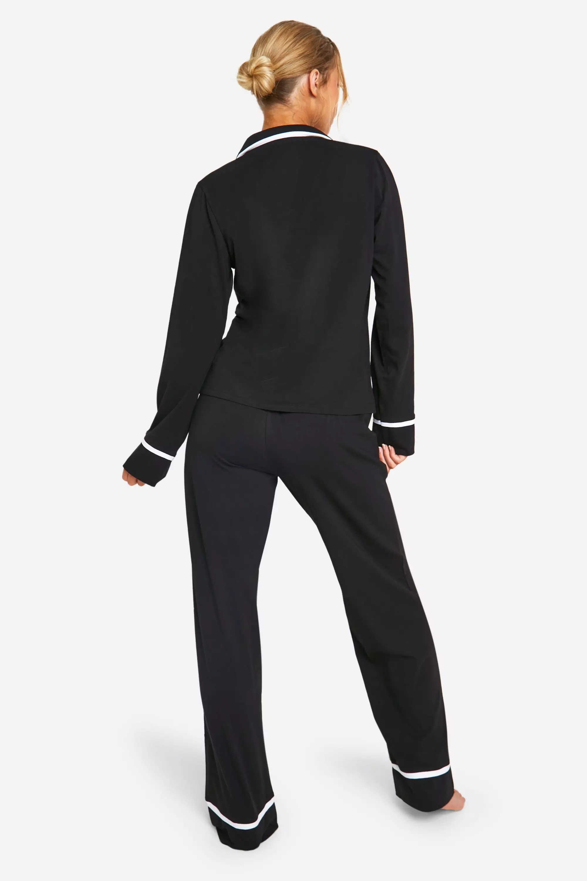 Grey marl Long Sleeve Button Through Jersey PJ Set alternative image
