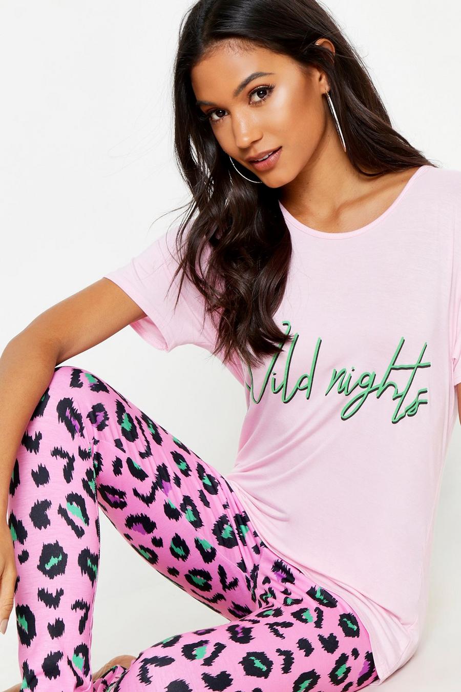 "Wild Nights" Leopardmönstrat pyjamasset image number 1