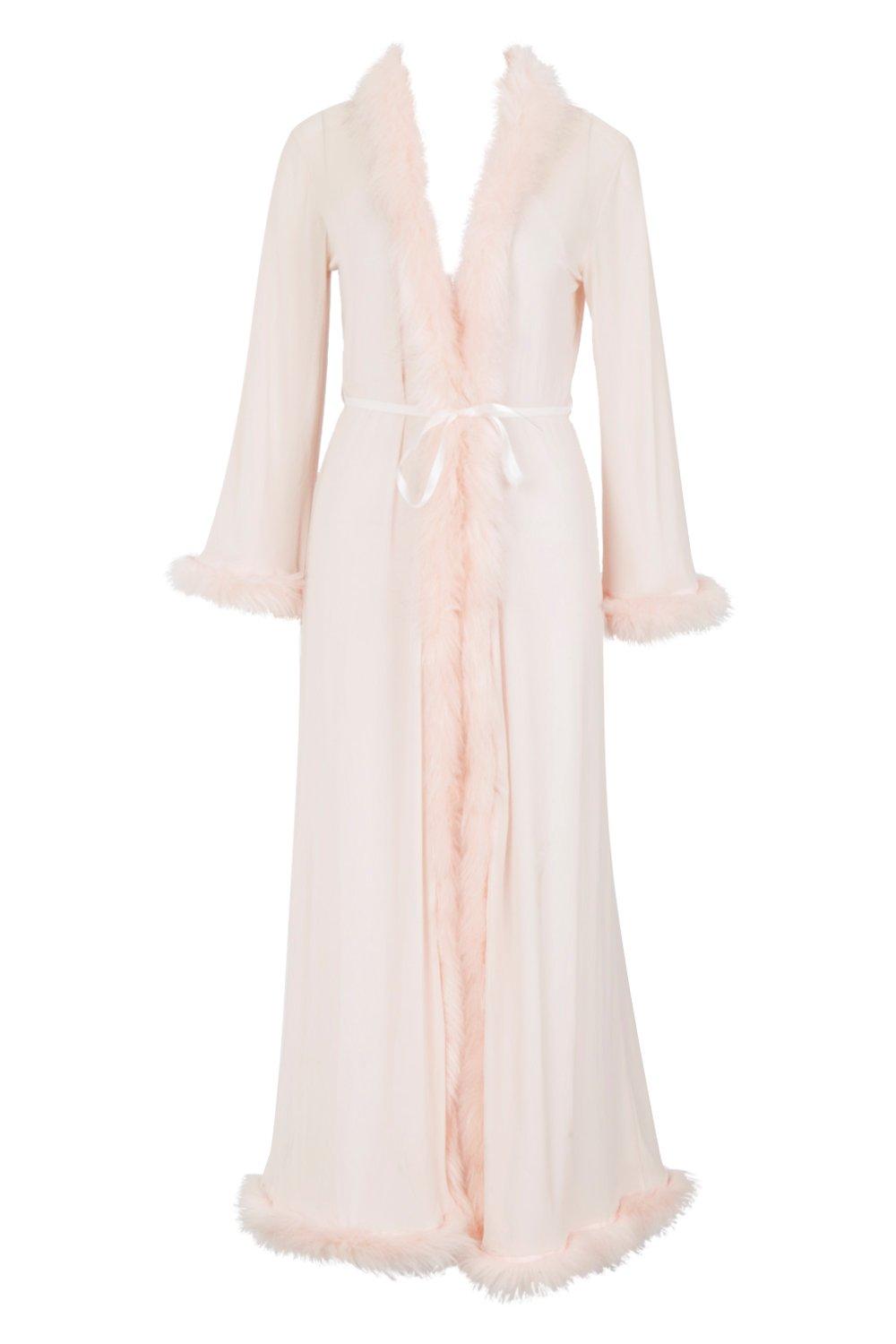 Premium Fluffy Trim Maxi Robe | boohoo