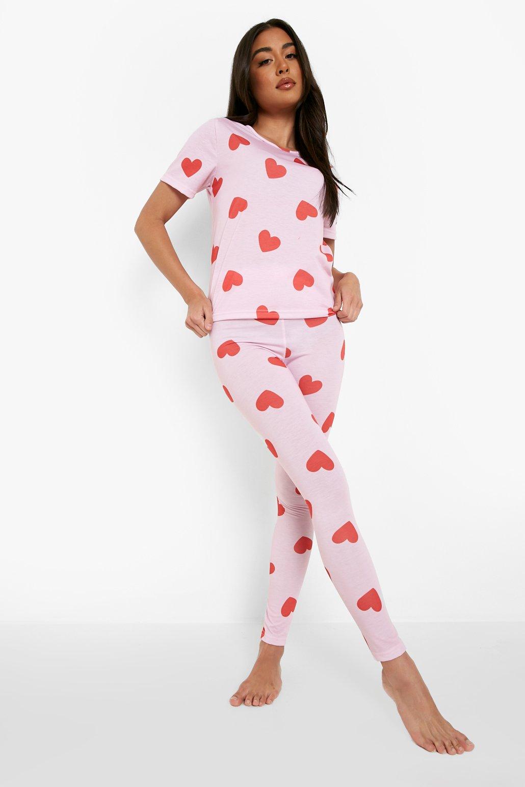 All Over Heart Print PJ Set