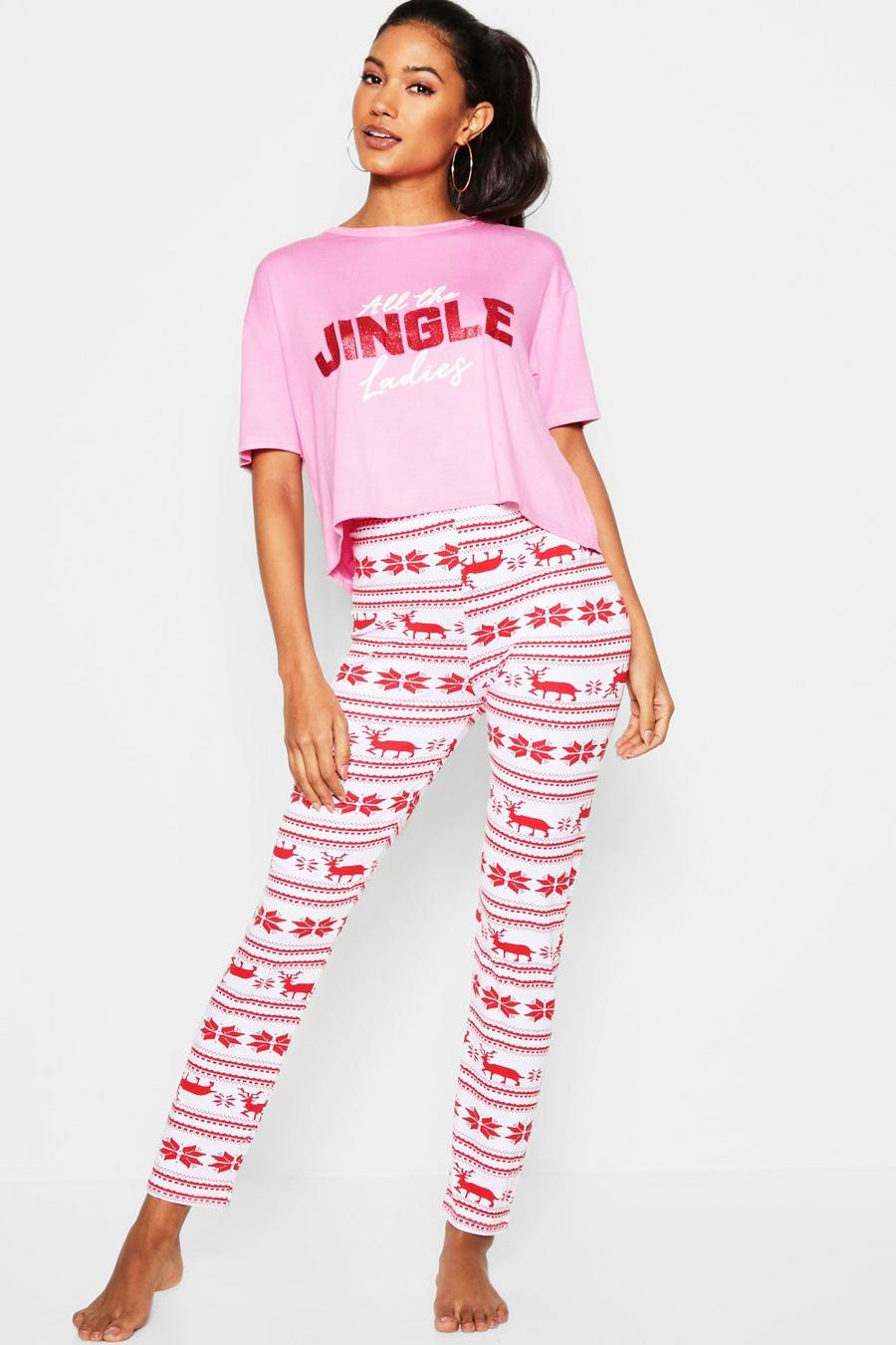 Conjunto de pijama con purpurina de Jingle Ladies festivo image number 1