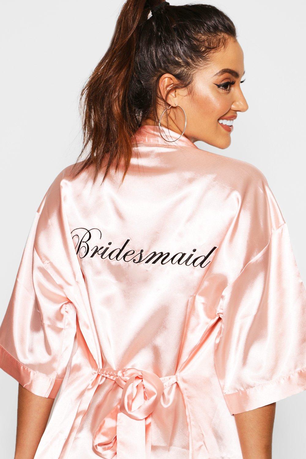 Women s Bridesmaid Satin Robe Boohoo UK