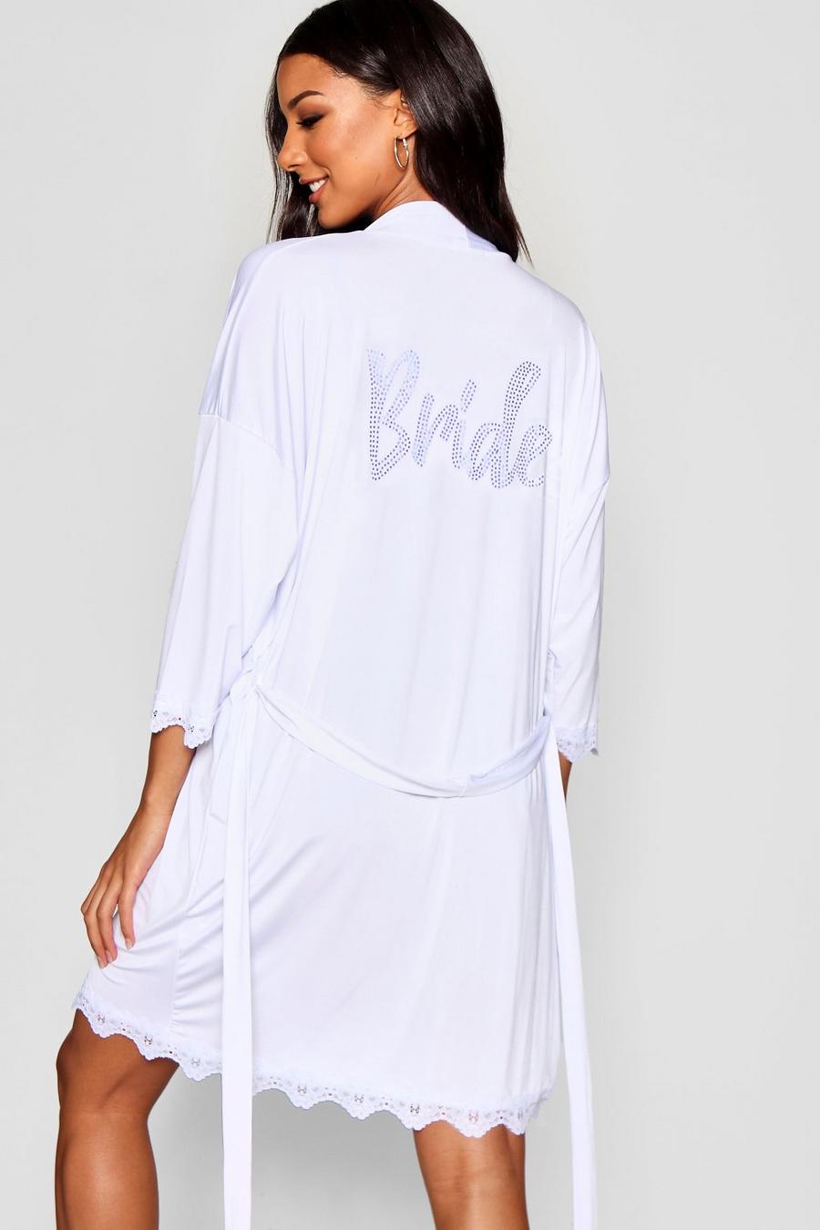 "Bride" morgonrock med strassdetalj image number 1