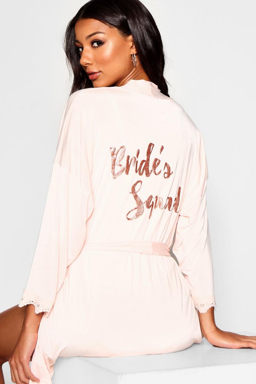Robe de chambre à slogan Brides Squad, Rose gold metallic