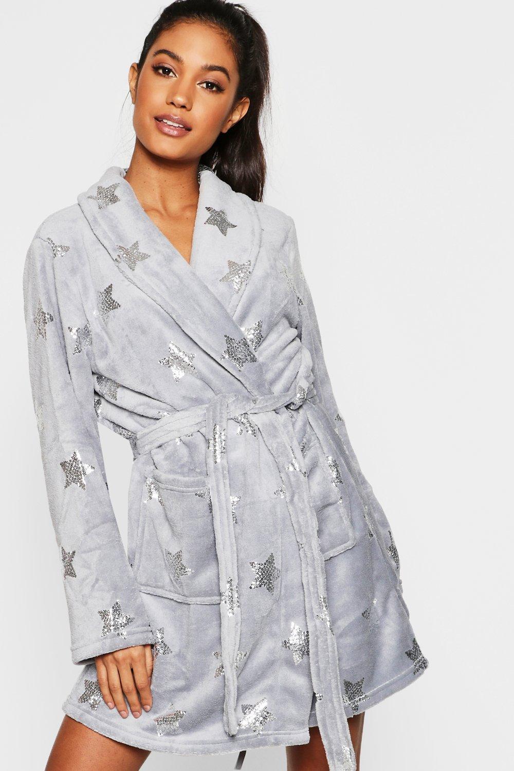 boohoo grey dressing gown