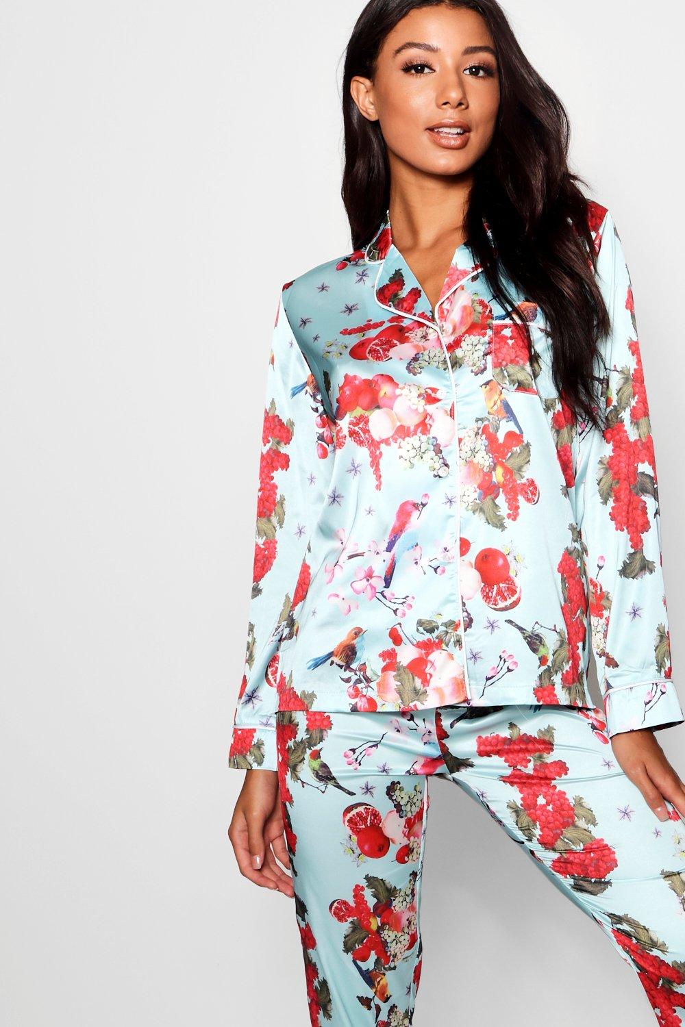 Floral Print Satin Pyjamas