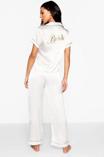 Bride Embroidered Pajamas ivory