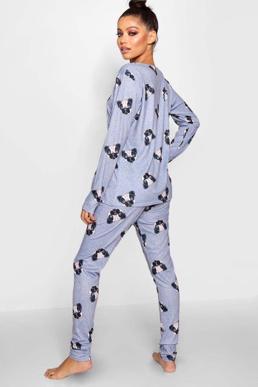 Pzuqiu Stylish Sleepwear Sets for Women Skin Friendly Pajamas Pants Pug  Corgi Elastic Jogger & Walking Soft Nightwear 2Pcs,Merry Xmas Size 4XL Crew