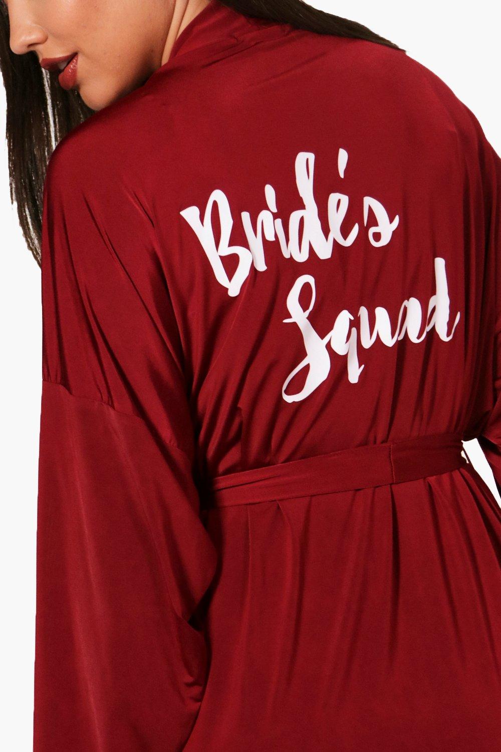 Boohoo Women's Alexia Brides Squad Lace Detail Bridal Robe AB4 Red Wine Medium