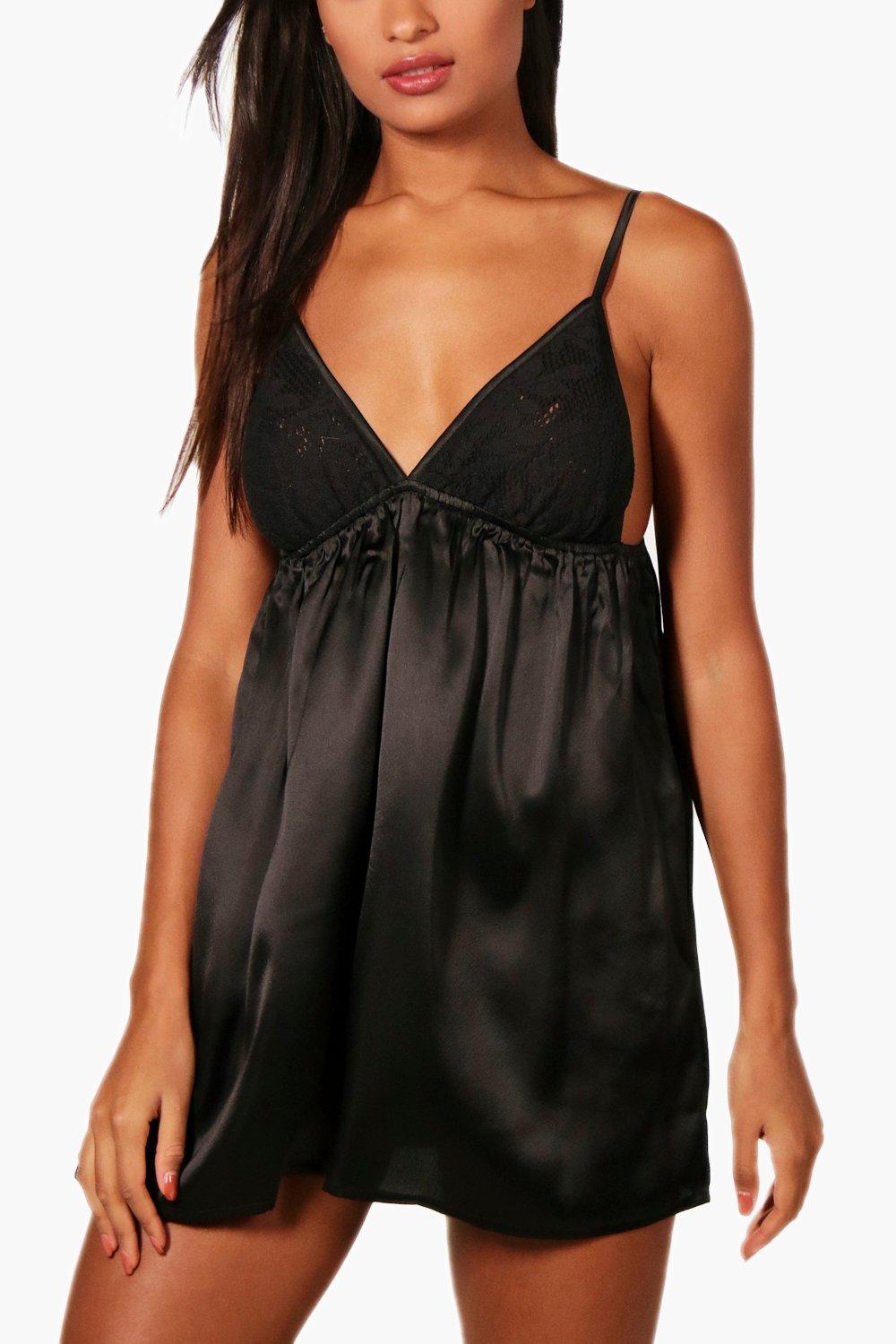 Victoria Satin Lace Chemise boohoo