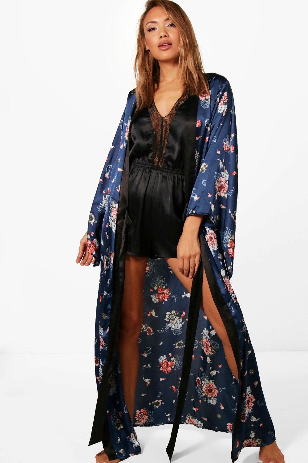 maxi satin dressing gown