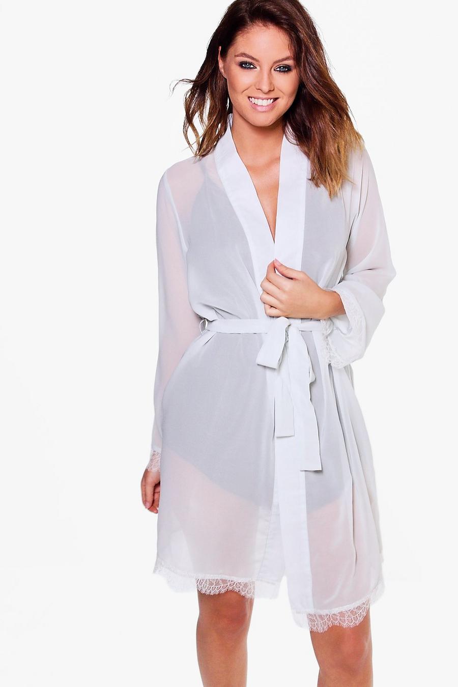 Lucy Bridal Sheer Lace Sleeve Kimono Robe image number 1