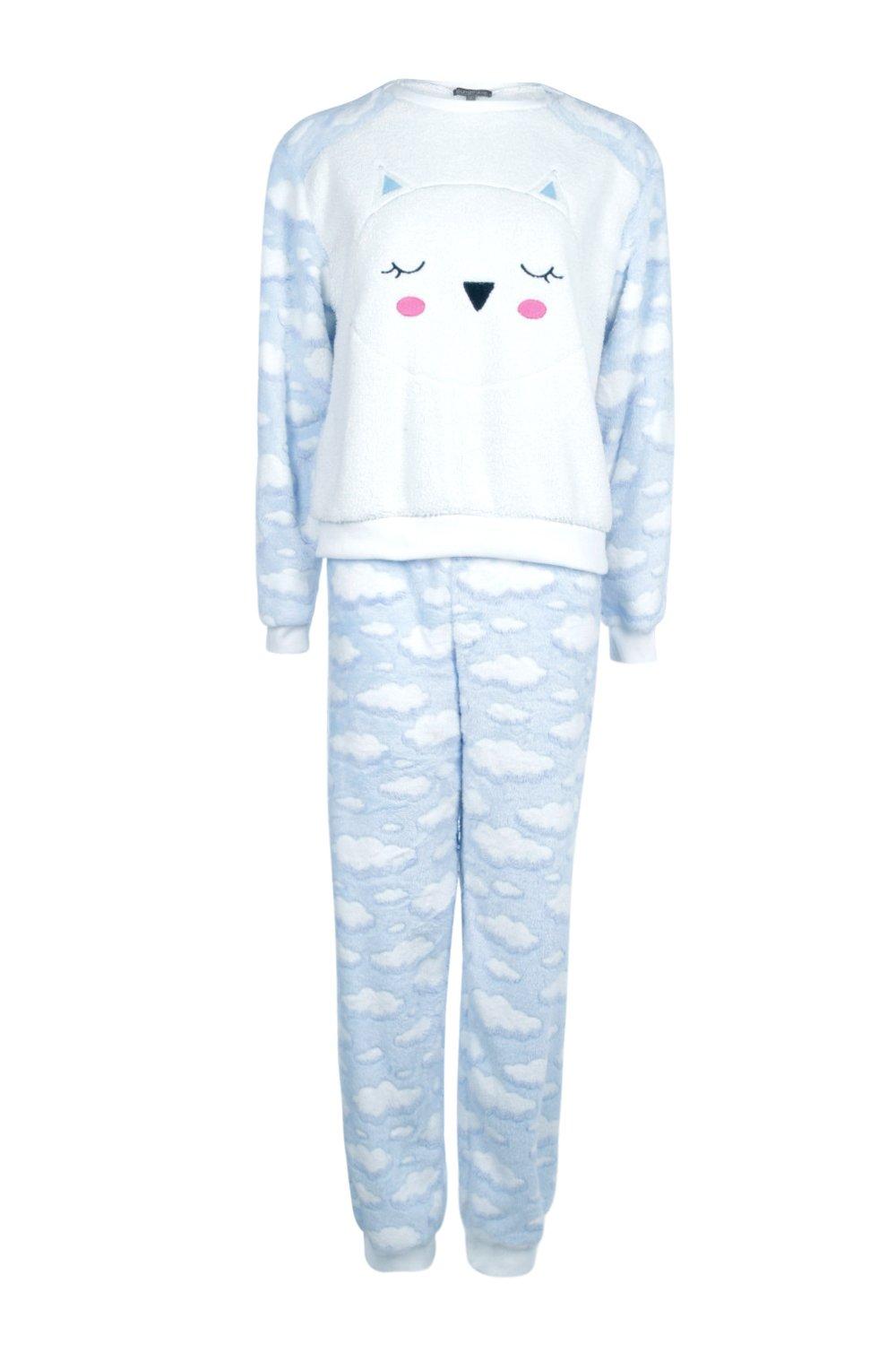 Loungeable Blue Trouser Pyjama Set with Barbie Print