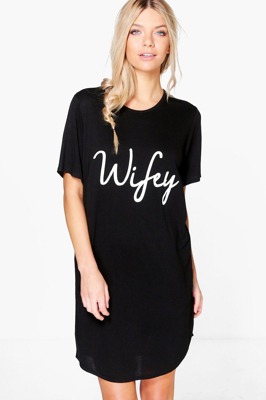 Olivia The Wifey Slogan Bridal Nightgown image number 1
