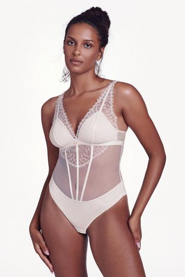 Lace 'Rose' Non-Wired Bodysuit Cream