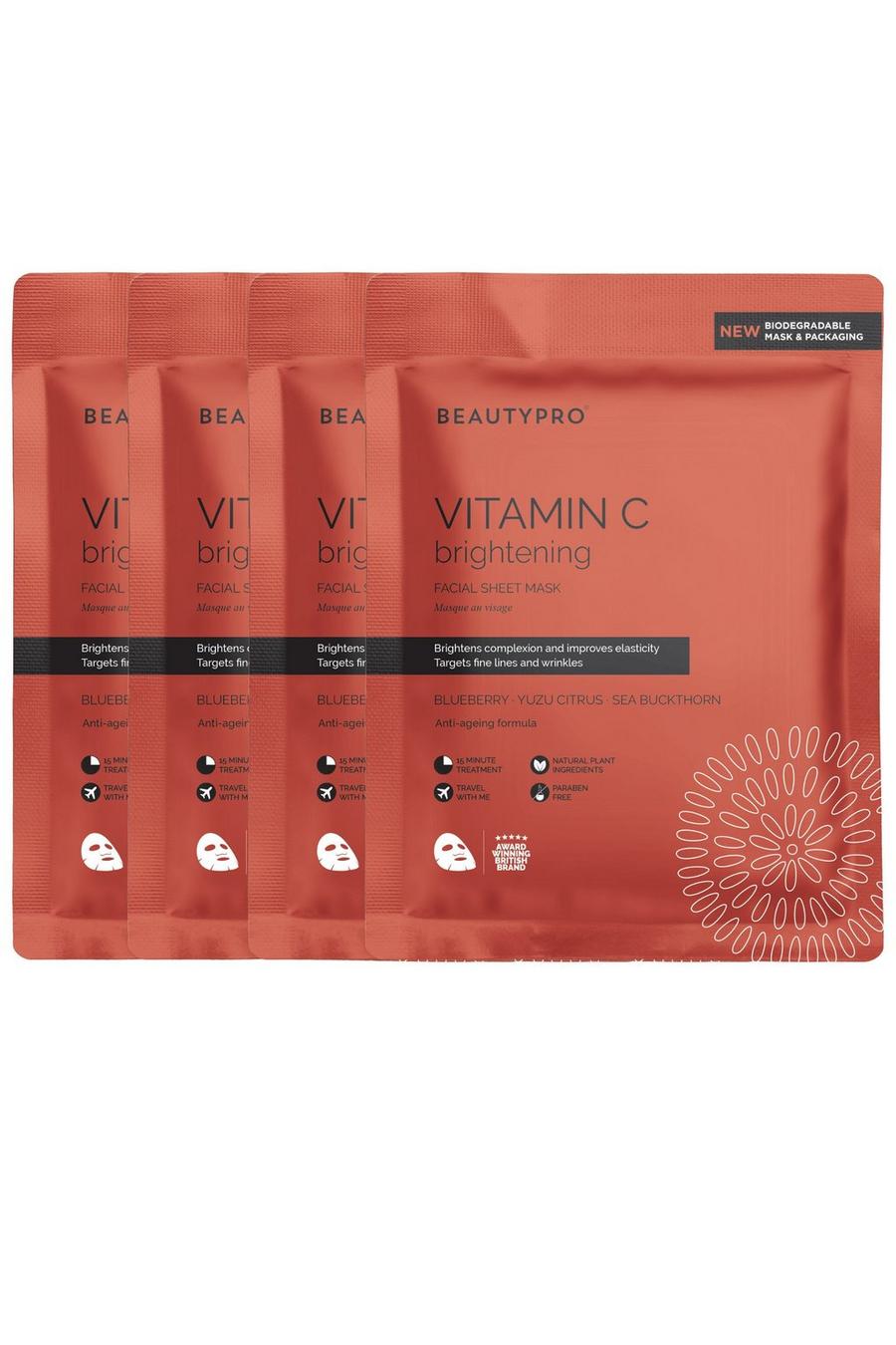 Red Vitamin C Brightening Sheet Mask - Pack Of 4