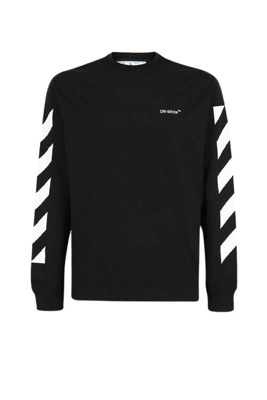 Diagonol Helvetica Black Long Sleeve T-Shirt