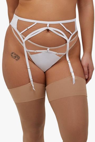 Ramona Optic White Strap Detail Illusion Mesh Suspender White