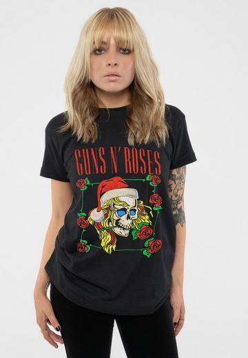 Holiday Skull Christmas T Shirt Black