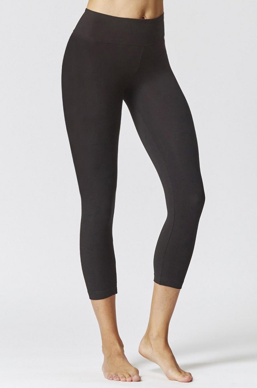 Black Extra Strong Compression Cropped Leggings with Egyptian Cotton