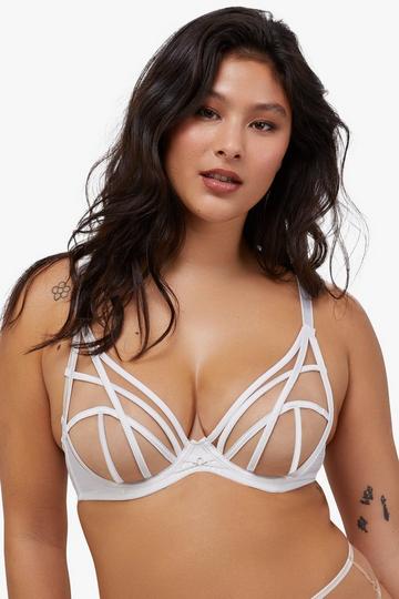 Ramona Optic White Strap Detail Illusion Mesh Bra White