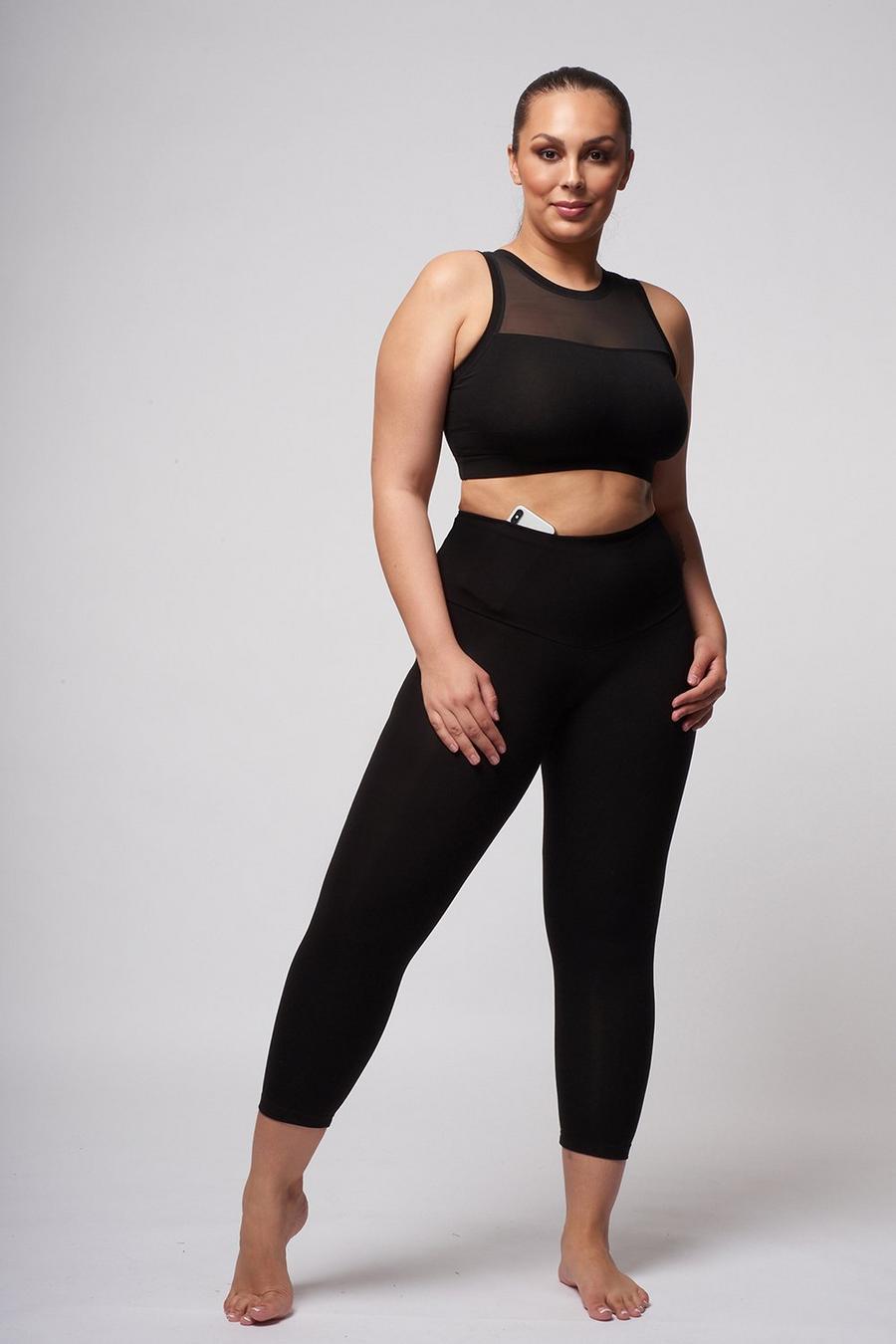 Black Extra Strong Compression Cropped Leggings with Standard Tummy Control
