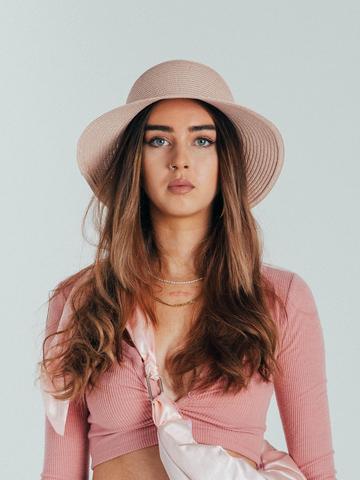 Pink Olivia Pink Woven Straw Bucket Hat