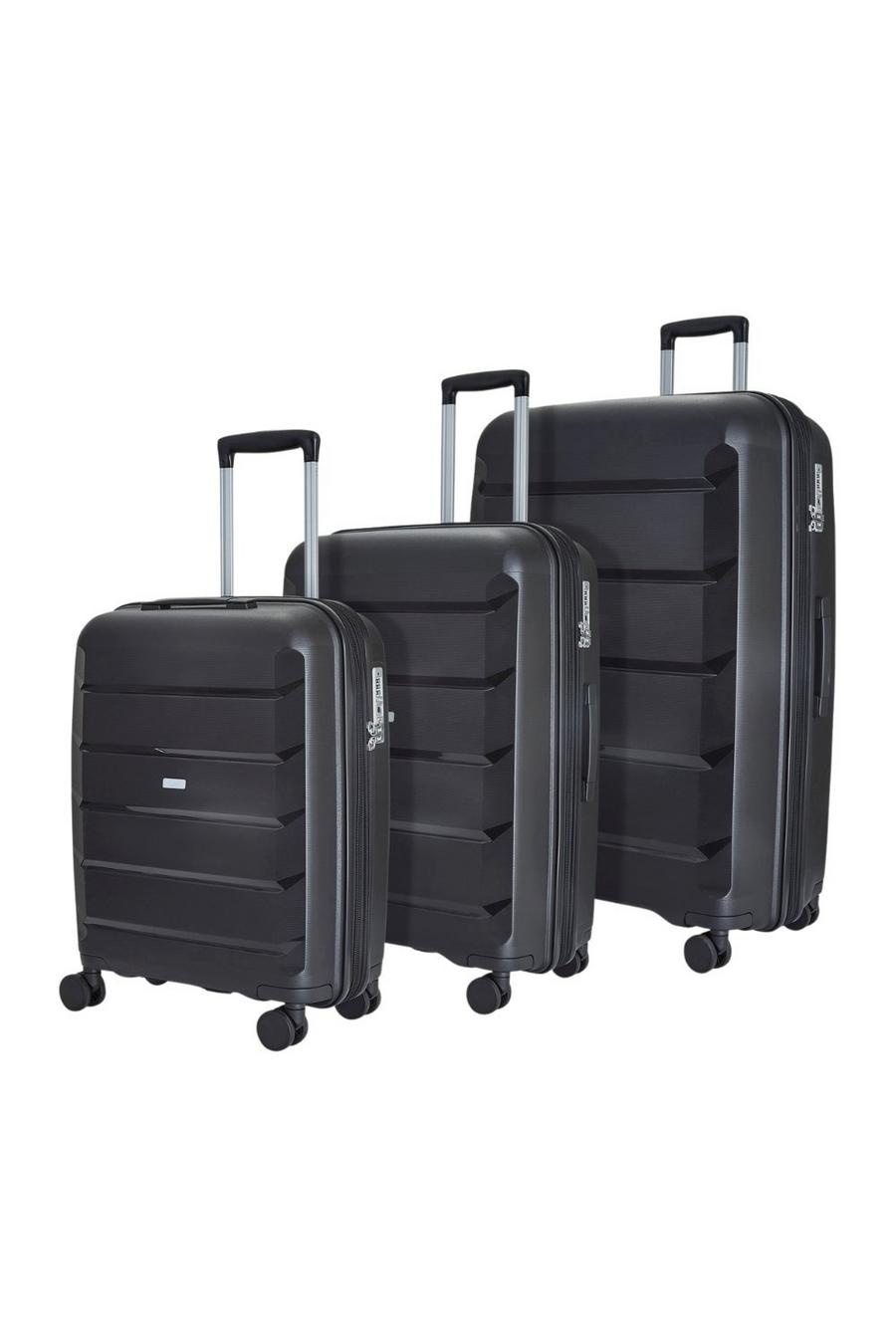 Black Tulum 3 Pc Set 8 Wheel Hardshell Expandable Suitcases image number 1