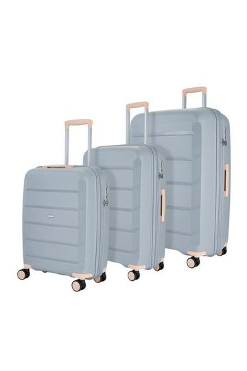 Grey Tulum 3 Pc Set 8 Wheel Hardshell Expandable Suitcases