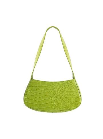 Curved Mini Croc Shoulder Bag Lime