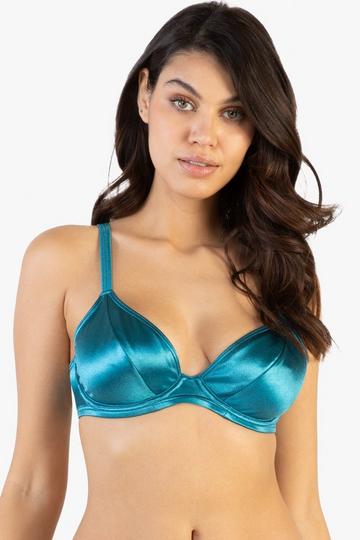 Blue Shine Wired Plunge Bikini Top Fuller Bust Exclusive