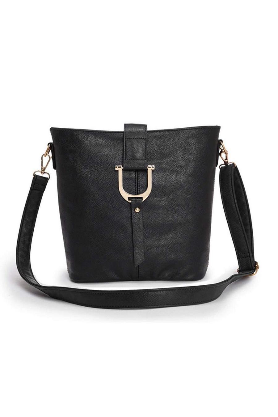 Black Small U Shape Detail Trendy Crossbody Messenger  Bag image number 1