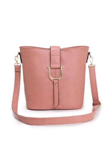 Pink Small U Shape Detail Trendy Crossbody Messenger Bag