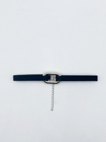 Black Faux Suede Choker Necklace With Silver Metal Centre Charm Black