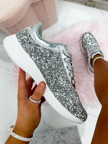 Glitter Lemzy Trainers Silver