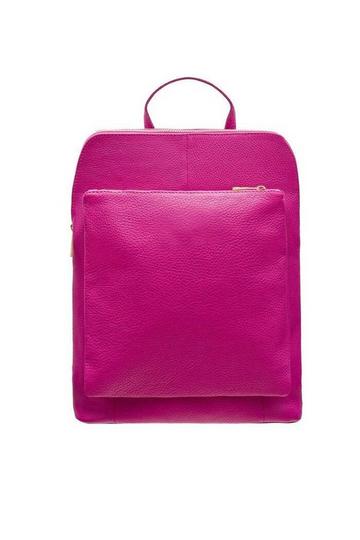 Fuchsia Soft Pebbled Leather Pocket Backpack | BRXIL Fuchsia