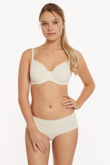 Cream White 'Ines' Cotton Underwired Non-Padded Bra