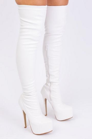 White 'Brinley' High Heel Over The Knee Boots