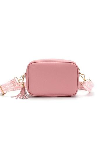 Pink Small Tassel Crossbody Bag Canvas Stap