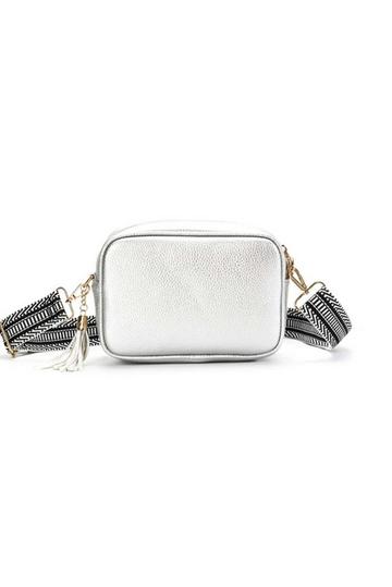 Silver Small Tassel Crossbody Bag Canvas Stap