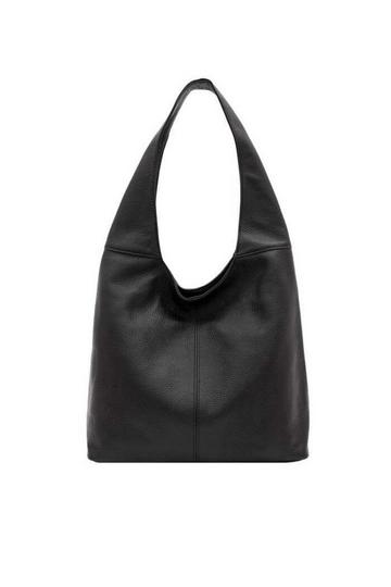 Black Soft Pebbled Leather Hobo Bag | BRRXD Black