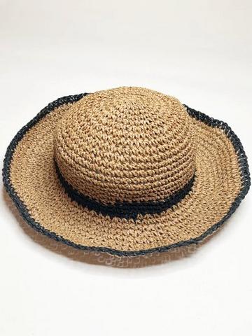 Straw Summer Bucket Hat With Foldable Brim Light Sand