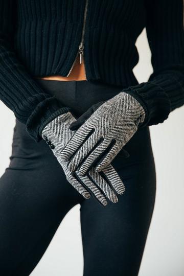 Black Herringbone Gloves