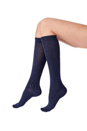 Bamboo Knee High Plain Socks 1 Pair Pack - Navy Navy