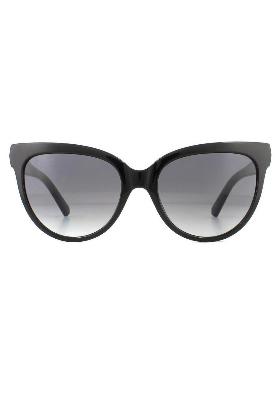 Cat Eye Shiny Black Grey Gradient Sunglasses image number 1