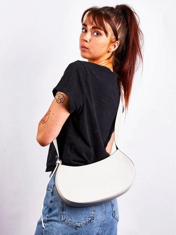 Stone Beige PU Leather Saddle Bag