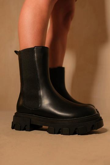 'Everly' Chunky Chelsea Calf Boot Black